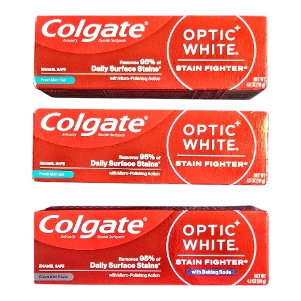 3 Pack Colgate Optic White Stain Fighter Toothpaste Fresh Mint & Clean Mint